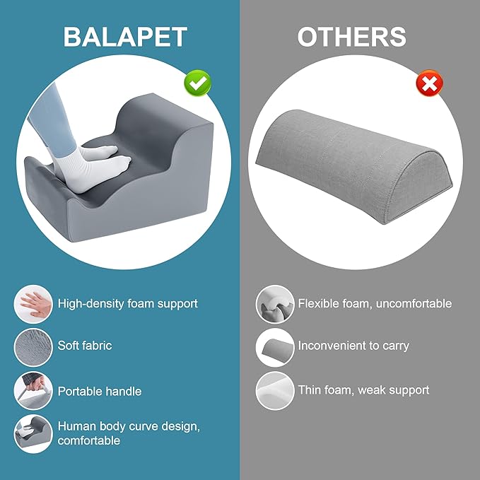 BALAPET Ergonomic Foot Rest Under Desk, Large Leg Rest for Desk with High Density Foam, Office Foot Stool for Chair, Multi-Use Leg Elevation Support Cushion for Work, Gaming, Sofa Relaxation(Gray)