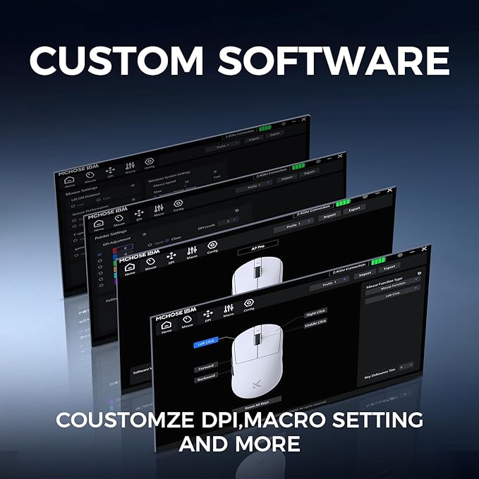 MCHOSE A5 Ultra V2 Wireless Gaming Mouse, Symmetrical Design, 54 Grams,Wired 8K/Wireless 4K Polling PAW3395 26K DPI Optical Sensor, 130 Hours Battery Life, Tri-Mode Connection - White