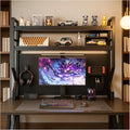 Desktop Hutch Bookshelf,Many Gifts,Metal Desktop Bookcase with pegboard, Desk Shelf Black, Countertop Storage Organizer Rack for Dorm or Office,Desktop Shelves(Black, 29.5" Lx9.9 Wx39 H)