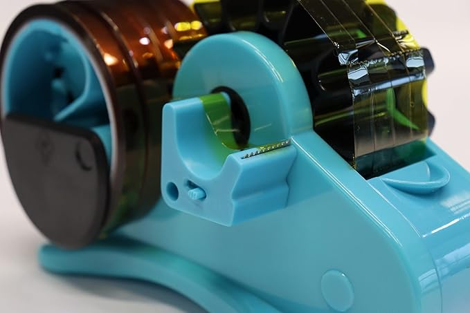 Blue Heat Tape Dispenser Sublimation - Multiple Roll Cut Heat Tape Dispenser Sublimation for Heat Transfer Tape, Semi-Automatic Tape Dispenser with Compartment Slots and 1" & 3" Double Reel Cores