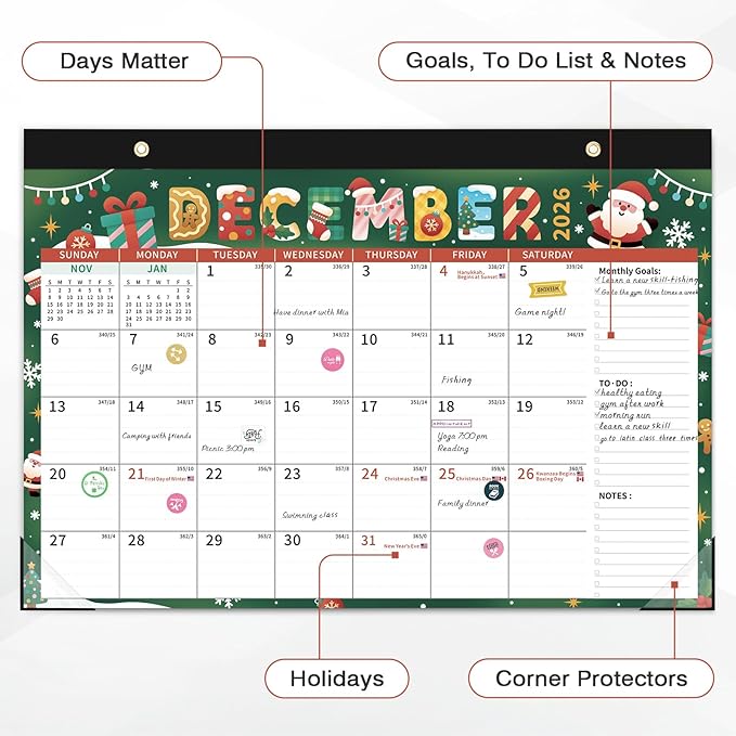 Ospelelf 2026-2027 Calendar Magnetic Desk Wall Desktop Monthly Planner from January 2026 - June 2027 Large To Do Pad with Plastic Cover for Office 17" X 12" Season
