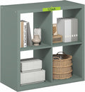 Furinno Cubicle Book Shelf, 4-Cube Bookshelf, Extra Thick Frame Reversible Bookcase with Open Back, 14.6" x 30" x 30", for Living Room, Bedroom, Home Office, Sage Green