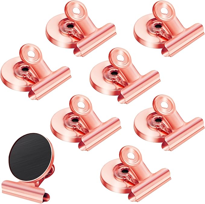 8 Pack Refrigerator Magnets Fridge Magnets Magnetic Clips Perfect for Refrigerator Whiteboard Magnets Photo Displays Home School UseHeavy Duty Magnetic Clips (Rose Gold)