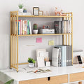 29.5" Desk Shelf, 2-Tier Desktop Hutch Bookshelf, Metal Display Rack Countertop Storage Organizer Shelf for Home Office