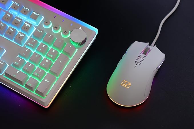 i-rocks M31E RGB Wired Gaming Mouse : 6400 DPI Optical Sensor - 60 Million Click lifespans - Compatible Software - 7 Programmable Buttons - Plain White