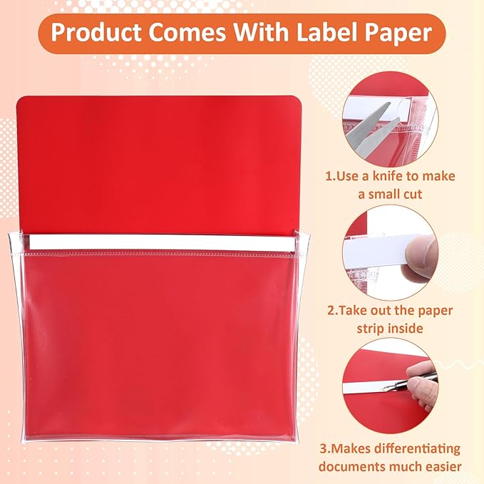 Tobeelec 6 Pcs Magnetic Wall File Organizer Magnetic Wall File Holder Refrigerator Magazine Holder for Mail Letters Paper Teacher Office Classroom Loker Supplies, 12 x 9.5 Inch (6 Colors)