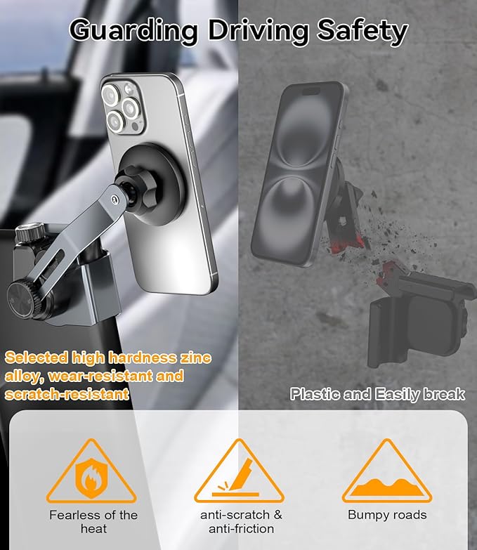 CloudValley Tesla Model Y/3 Phone Mount,【Extendable Metal Holder】 Design for MagSafe Car Accessories for iPhone, Magnetic Mobile Phone Holders, Strong Magnet for 3/Y/S/X/Cybertruck, 2026