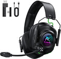 Krysenix 2.4 GHz Wireless Gaming Headset for PC, PS5, PS4, Switch, Mac, Bluetooth 5.4 Gaming Headphones with Noise Canceling Microphone, Cool RGB Lighting, 50Hr Battery, Foldable, 50mm Drivers-Black