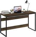 Furinno Moretti Computer Desk, Gaming Desk with Metal Frame, Office Desk, 52" Width, for Home Office, Gaming, Study, Brown Walnut