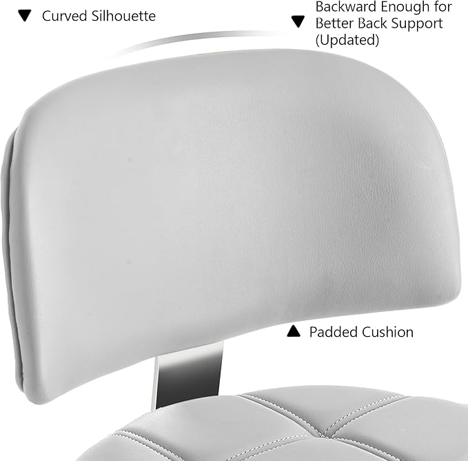 Lockable Stool with Back and Foot Rest Ergonomic Rolling Hydraulic Adjustable Stool for Doctor Esthetician Artist Home Small Office Desk (Grey, 24''-31'')