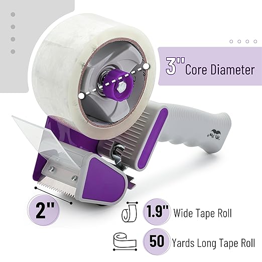 Mr. Pen- Heavy Duty Packing Tape Dispenser Gun, 2 Inch, 2 Pack with 2 Clear Tape Rolls, Handheld Tape Gun for Moving, Shipping, Sealing Boxes & Packaging