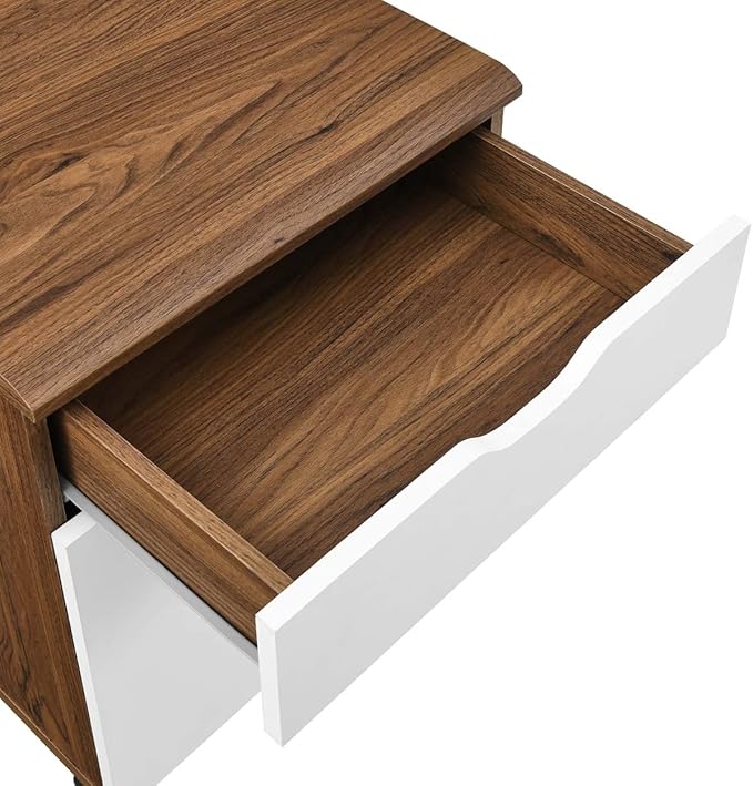 Modway Envision Mid-Century Modern, File Cabinet, Walnut White