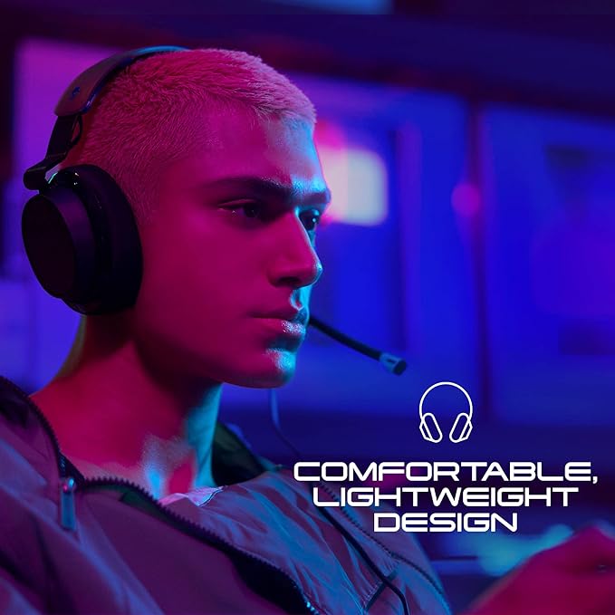 Skullcandy SLYR Pro Multi-Platform Over-Ear Wired Gaming Headset, Enhanced Sound Perception, AI Microphone, Works with Xbox Playstation and PC - Blue