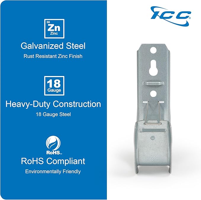 ICC 2” Wall Mount J - Hook with Retainer Clip for Structured Cabling - Galvanized Steel Cable Management Hooks, Available in Multiple Sizes - Rust-Resistant, TIA/EIA Compliant- 25-Pack