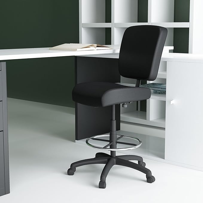 Boss Office Products Oversized Drafting Stool in Black