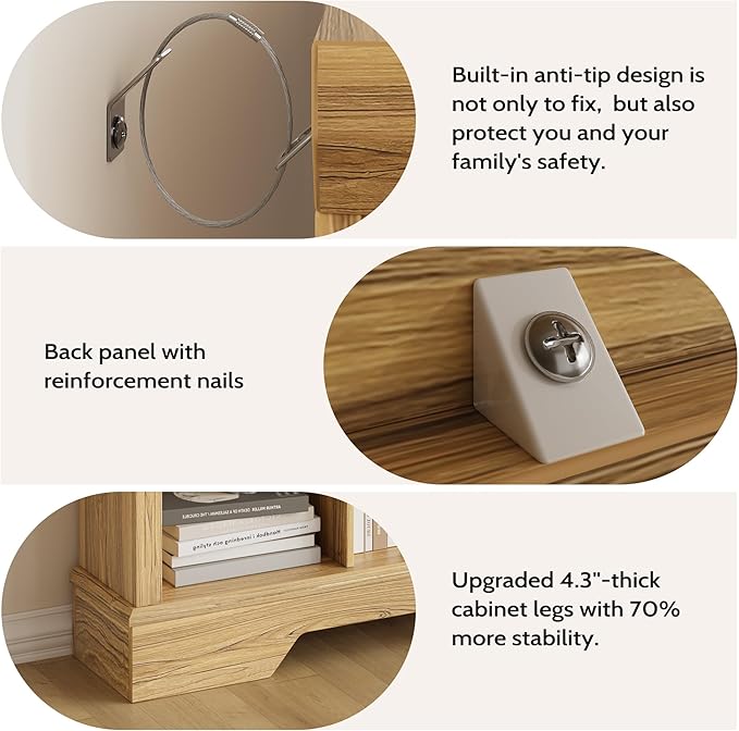 10-Cube Storage Organizer Bookshelf, 4-Tier Wooden Bookcase with Adjustable Shelf, Sturdy Cube Storage Shelf for Small Spaces, Modern Low Profile Shelving Unit for Living Room & Bedroom