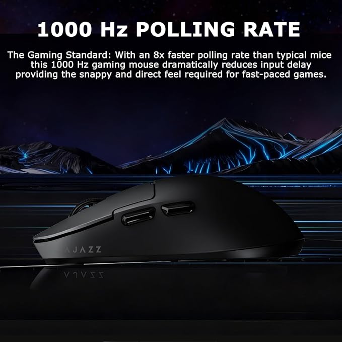 AJ159P MC Wireless Gaming Mouse, 12000 DPI, Tri-Mode 2.4G/Bluetooth/Wired, Magnetic RGB Charging Dock, 56g Ultra-Light, Programmable 6 Buttons - Perfect for Gaming, Work & Travel (Black)