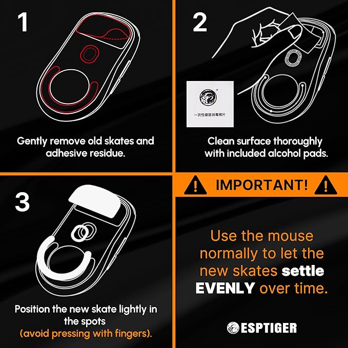 ESPTIGER ICE V2 Gaming Mouse Skates for Logitech G PRO X Superlight 2 - Smooth PTFE Replacement Feet, 2.5D Curved Edges, 3M Adhesive, White