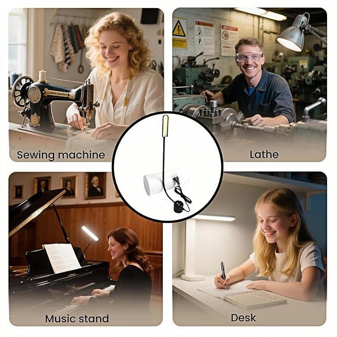30 LED Sewing Machine Light with Super Strong Magnetic Base -Fully Flexible Silicone Neck Task Lamp for Craft Tables,Drill Press,Desk,Workbench,Lathe & Music Stand - Eye Caring,No Flicker,Durable