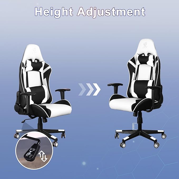 Gaming Chair,Video Game Chair with Massage Lumbar Support, Ergonomic Computer Chair Height Adjustable with Swivel Seat and Headrest