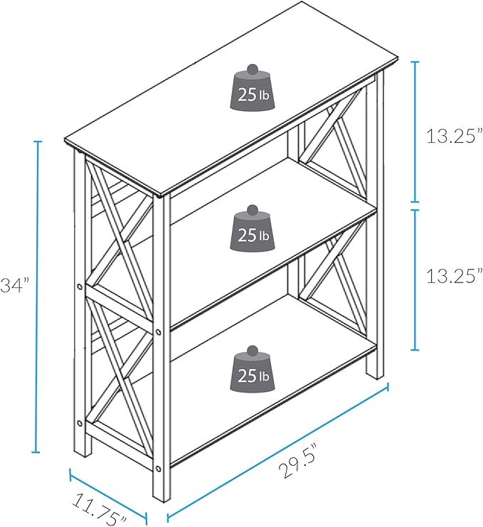 Montego 3-Shelf Bookcase-Espresso