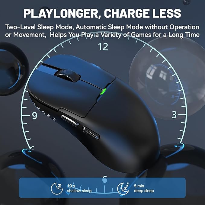 ATTACK SHARK x Ajazz AJ159P Gaming Mouse with Magnetic RGB Charging Dock,2.4G Wireless Gaming Mouse PAW3395 Sensor 26K DPI,1K Polling,6 Programmable Buttons,Ergonomic Computer Mice USB3.0 for PC/MAC