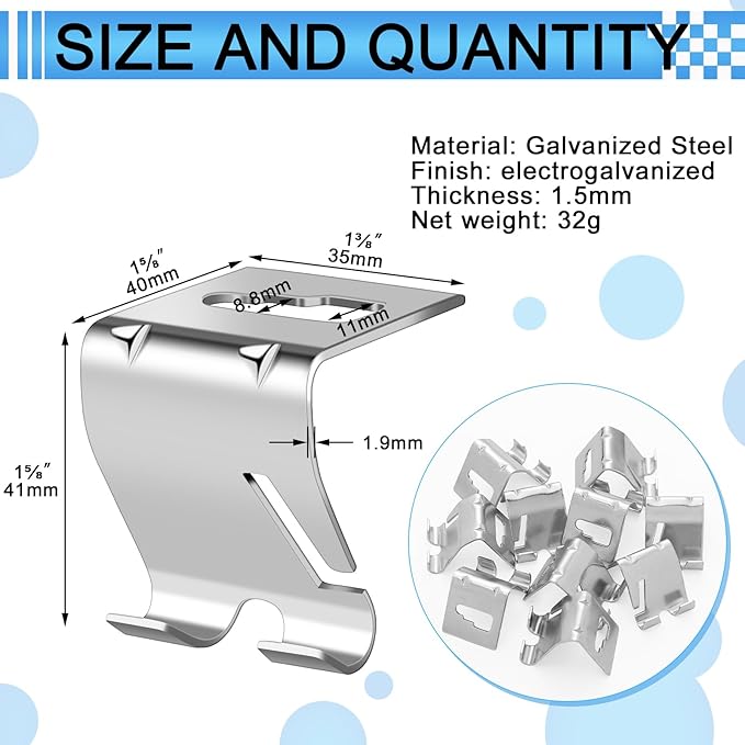 Shimeyao 10 Pcs Wire Mesh Cable Tray Ceiling Hanging Hook, Basket Tray Ceiling Support Hang Bracket, Galvanized Steel Hanging Hook for Network, Fiber Optic, Cabling Accessory