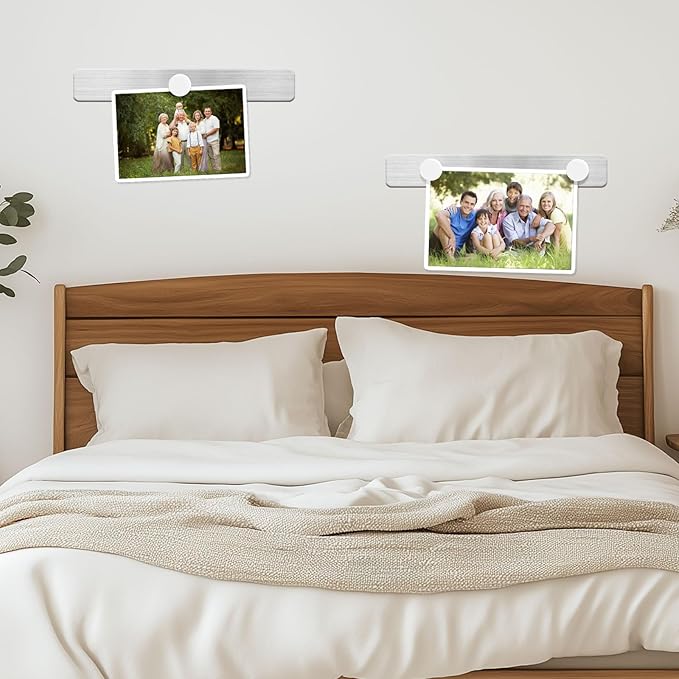Magnetic Bulletin Board Magnet Board, Frameless Stainless Metal Board Strip, Magnetic Strips with Adhesive Backing Small Memo Display Board with 10 Pcs White Magnet, for Kitchen Office (5 PCS)