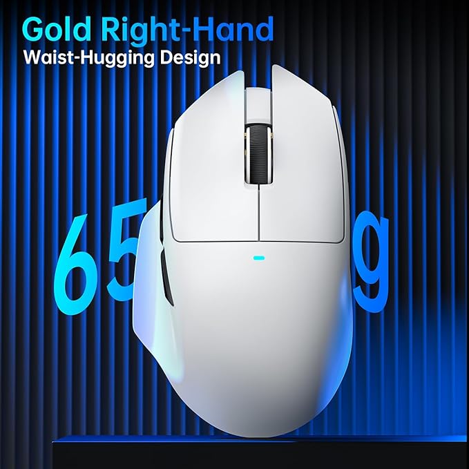 ATTACK SHARK V6 Wireless Gaming Mouse with RGB Charging Dock, 25K DPI PAW3311 Sensor, 1K Polling Tri-Mode Ergonomic PC Mice, 5 Programmable Bottons, Cloud-Based AI Driver for Win/Mac,Black&Tape