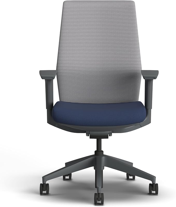HON Cipher Mesh Office Chair, Standard Cylinder, Height Adjustable Arms, Office Chair with Lumbar Support, Titanium Mesh, Charcoal Frame, Indigo