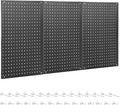 ENJOYWOOD Pegboard, 3 PCS 24"×16" Metal Peg Board Panels Black Modular Wall Organizer Kit with 30 Hooks, Dual-Size Hole Design for Home Tool Storage, Garage Organization, Kitchen, Office, Craft Room