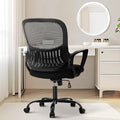 Sweetcrispy Home Office Managerial Executive Chair with Ergonomic Design, Mid-Back Mesh Swivel, Comfortable Lumbar Support, Comfy Arms for Bedroom,Study,Student, Black