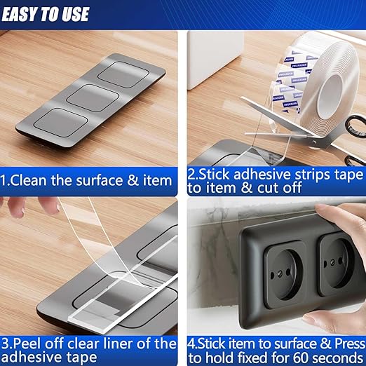 ZMUAXUAN 10 Rolls-9.85 FT Double Sided Mounting Tape Heavy Duty Removable,Clear Thick Nano Tape Adhesive Reusable,Wall Poster Picture Hanging Strips Putty, Sticky Tack Gel Glue for Hangers,Photo