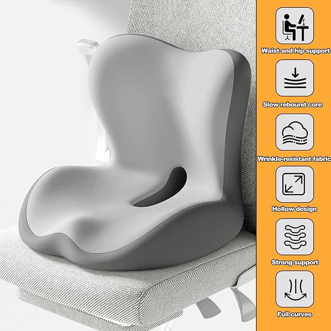 Pink,Back and Seat Cushion, 2025 New Ergonomic Non-Slip Memory Foam Seat Cushion with Back Support, L-Shaped Breathable Seat Cushions for Car, Office, Home