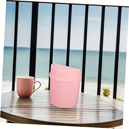 Slim Mini Desktop Trash Can Small Waste Bin Desk Top Garbage Can Swing Lid for Home
