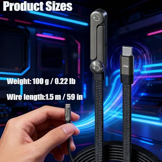 2-In-1 Invisible Holder Charger Cable–240w Fast Charging Cord With Built-In Phone Stand, Multi Invisible Stand Charging Cable, Type-C & Folding Phone Holder 5ft To Smartphones Tablets (3PC,C-C)