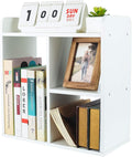 PAG Desktop Shelf Freestanding Wood Small Bookshelf Desk Supplies Organizers and Accessories Storage Display Rack Office Decor for Women, White