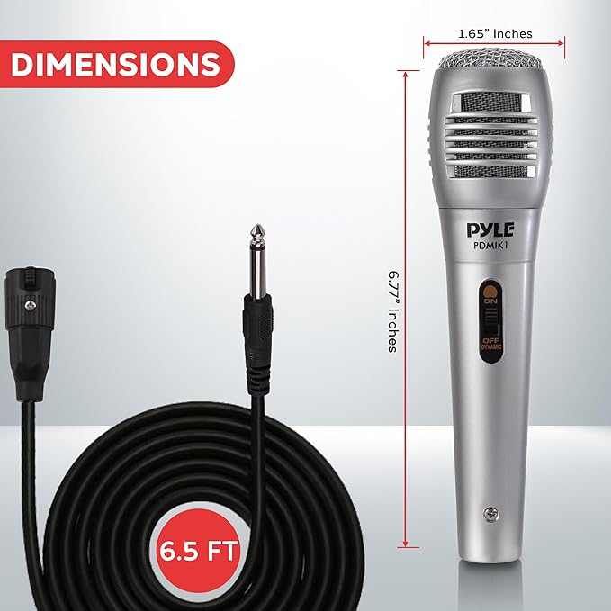 Pyle Professional Dynamic Microphone - 2-Pack Unidirectional Handheld Mic with Built-in Pop Filter, High Signal Output, 6.5 ft. XLR Audio Cable, Ideal for Stage, Karaoke & Studio Performances