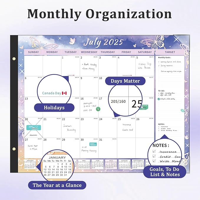 Ospelelf Desk Calendar 2026 Large 22"x17" Monthly Family Planner Pad with Protective Cover 18 Months Use From Now to December 2026 Diversified