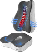 Seat Cushion & Lumbar Support Pillow Set for Office Chair,and Tailbone Discomfort with Lumbar Support Pillow and Seat Cushion - Perfect for Home, and Gaming Chairs Chair Cushion(Light Gray)