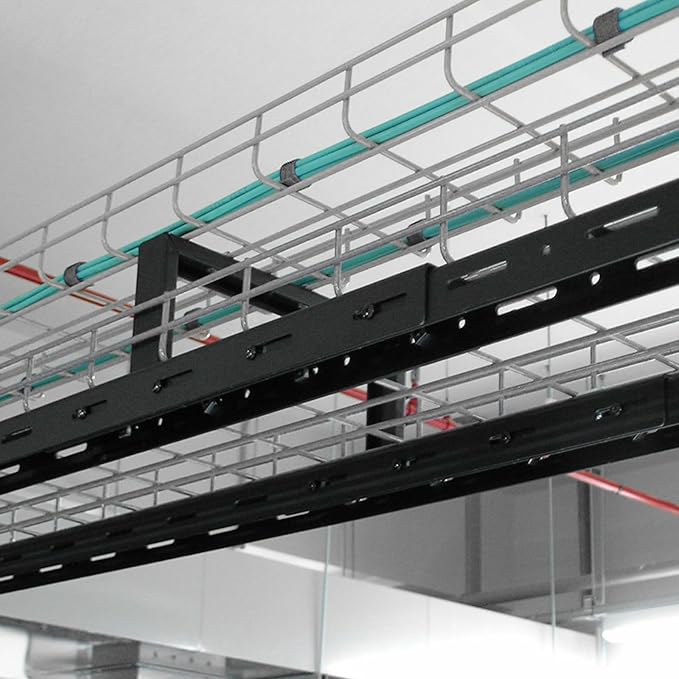 Wire Mesh Cable Tray, 60" x 8" x 2", 4", or 18" | Zinc Plated Steel Cable Management Rack, Adjustable Cable Basket for Network, AV, Fiber Optic, Garage & Office Use(2Pcs)