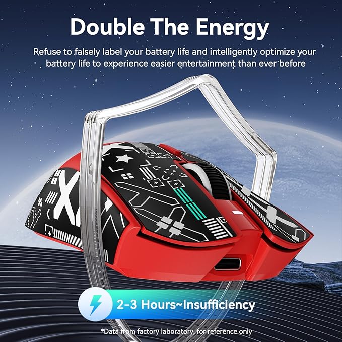 X1 Superlight Wireless Gaming Mouse with RGB Magnetic Charging Dock, BT/2.4G Wireless/Wired Gaming Mouse, PAW3395PRO Gaming Sensor, 40000DPI, Tape, 53g Office Mice for PC/Mac/Win/Xbox (Red)