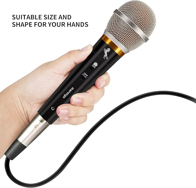 Marengo Handheld Dynamic Microphone for Karaoke Singing, Wired XLR Microphone with On and Off Switch and 13ft Detachable XLR Cable