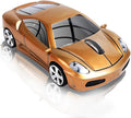 elec Space Wireless Mouse 2.4GHz Cool Sport Car Shape Wireless Mouse Optical Cordless Mice with USB Receiver for PC Laptop Computer 1600 DPI 3 Buttons Gold
