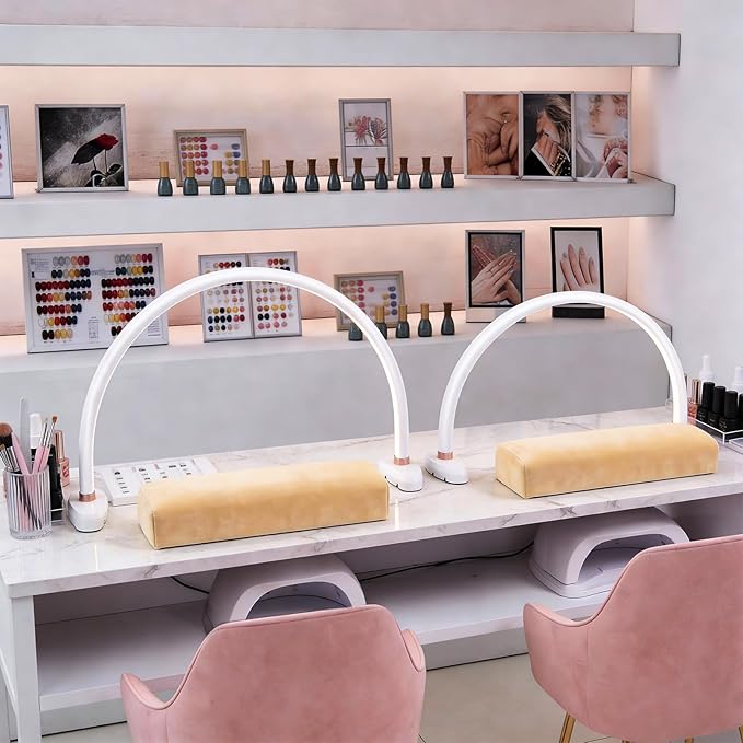 2pcs Half Moon Light for Nail Desk 20 Inch and 24 Inch Half Moon Lamp Portable Ring Light for Eyelash Extensions Suitable for Nail Beauty Crafts Sculpture, Brightness Adjustable