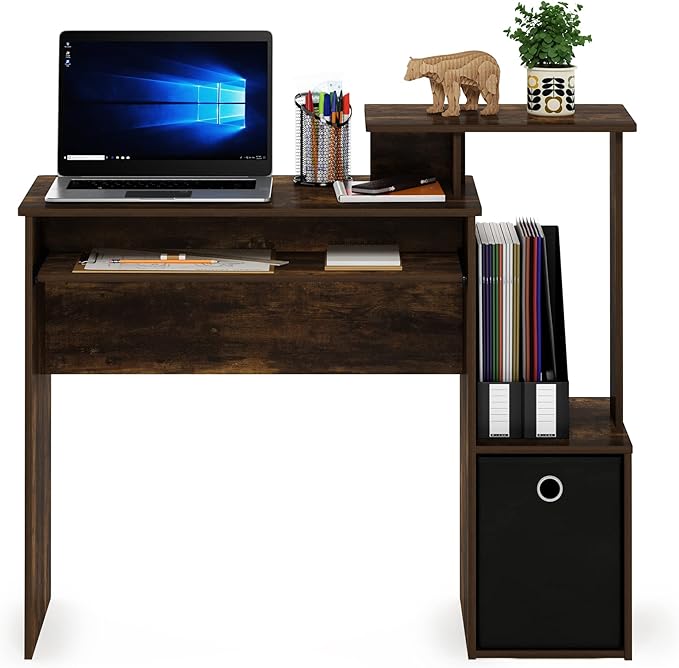 Furinno Econ Computer Writing Desk, Amber Pine/Black