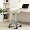 Saddle Stool, Adjustable Height Ergonomic Swivel Chair with Wheels, PU Leather Saddle Seat with Ring Pedal for Salon, Massage, Clinic, Lab, and Office