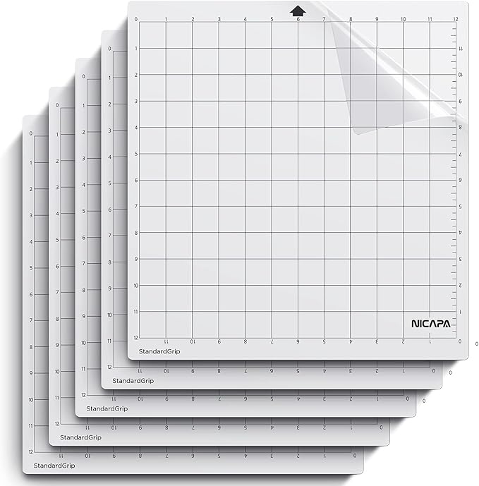 Nicapa StandardGrip Cutting Mat for Silhouette Cameo 4/3/2/1 (12x12 inch,5 Mats) Standard Adhesive Sticky Quilting Cut Mats Replacement Accessories for Silhouette Cameo