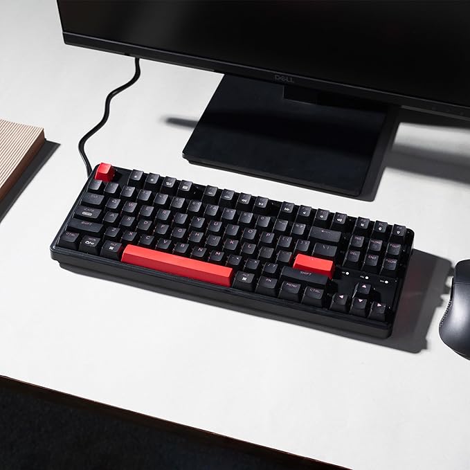 Keychron C3 Pro QMK/VIA Custom Mechanical Keyboard, 8000 Polling Rate Hot Swappable Programmable 87 Keys Compact TKL Layout Gasket Mount, RGB Backlight Wired Gaming Keyboard with Super Red Switches