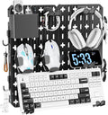 KDD Keyboard and Mouse Display Stand Holder, Wall Mount Office Organization Pegboard Combination Kit with Pen holder, Hooks, Headset & Controller Stand for Office & Home Hanging Organizer Storage